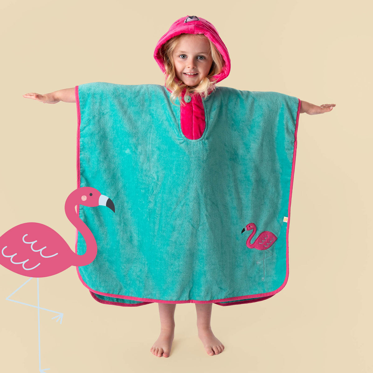 Hooded Bath Poncho_Flamingo_3_409