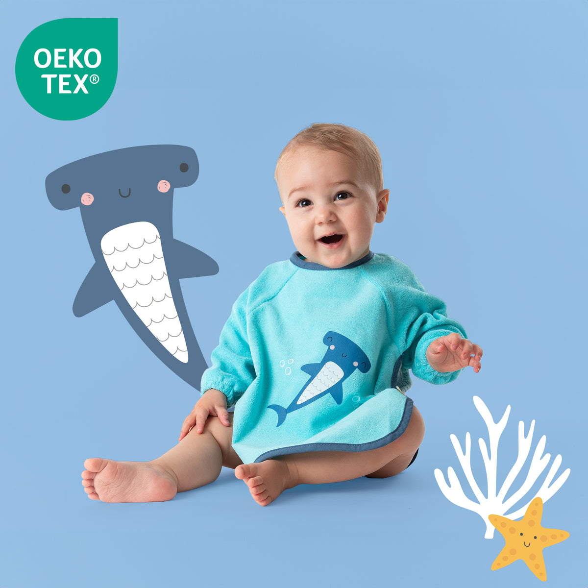 Waterproof Baby Bib with Sleeves_Under the Sea_2_411