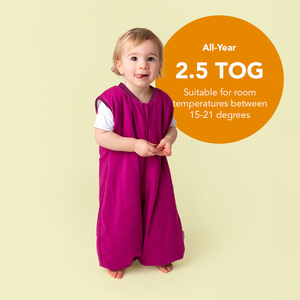 Plain Sleeping Bag with Feet - 2.5 TOG_Berry_TOG_463