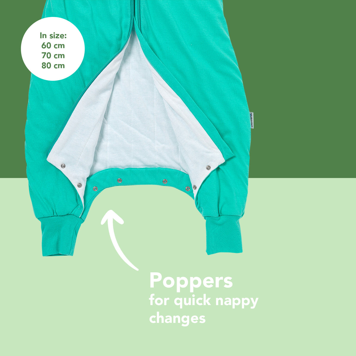 Plain Sleeping Bag with Feet - 2.5 TOG_Turquoise_foot area_463