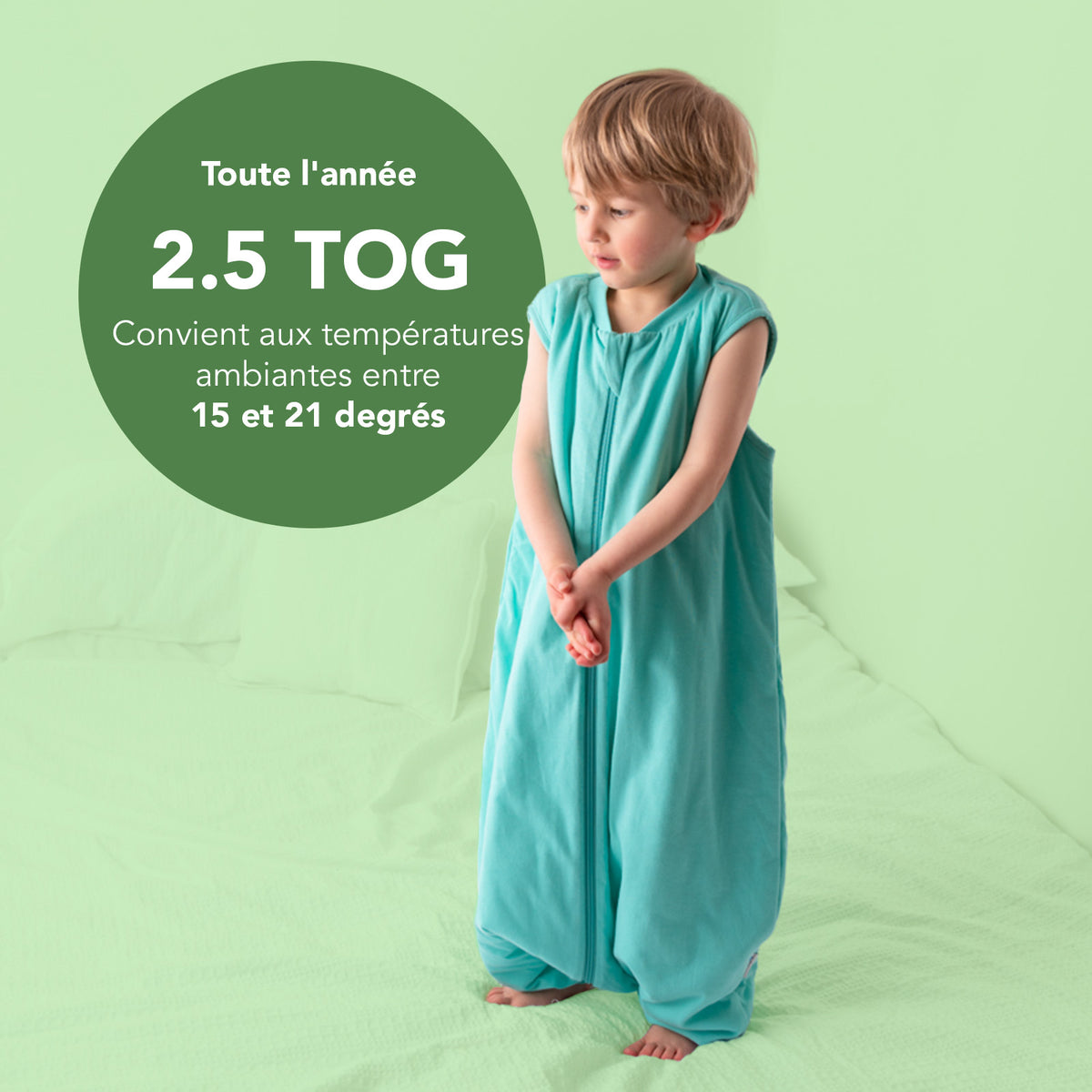 Plain Sleeping Bag with Feet - 2.5 TOG_Turquoise_TOG_463