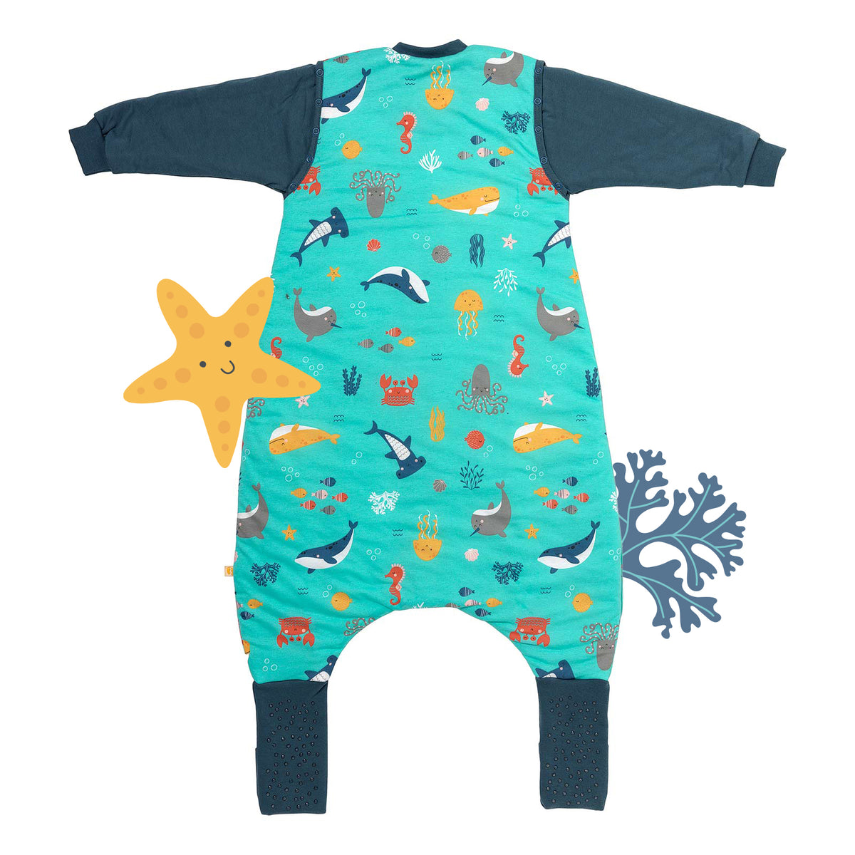 Sleeping Bag with Feet & Foldable Feet Covers - 3.5 TOG_Under the Sea_back_468
