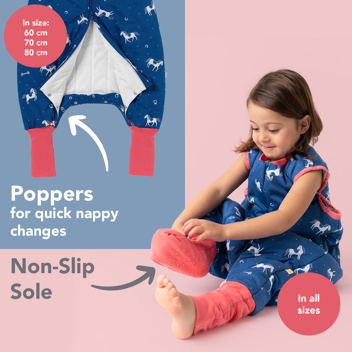 Sleeping Bag with Feet & Foldable Feet Covers - 3.5 TOG_Horses_foot area_468
