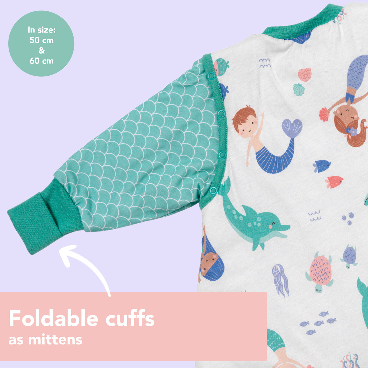 Sleeping Bag with Feet & Foldable Feet Covers - 2.5 TOG_Mermaid_Cuffs_461