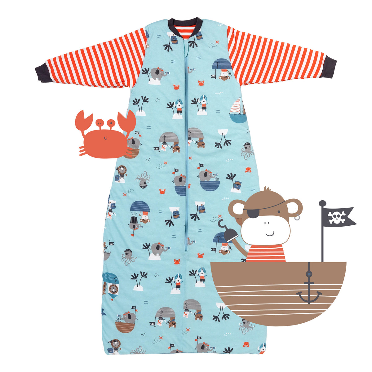 Long Sleeve Baby Sleeping Bag - 3.5 TOG_Pirate_front_471