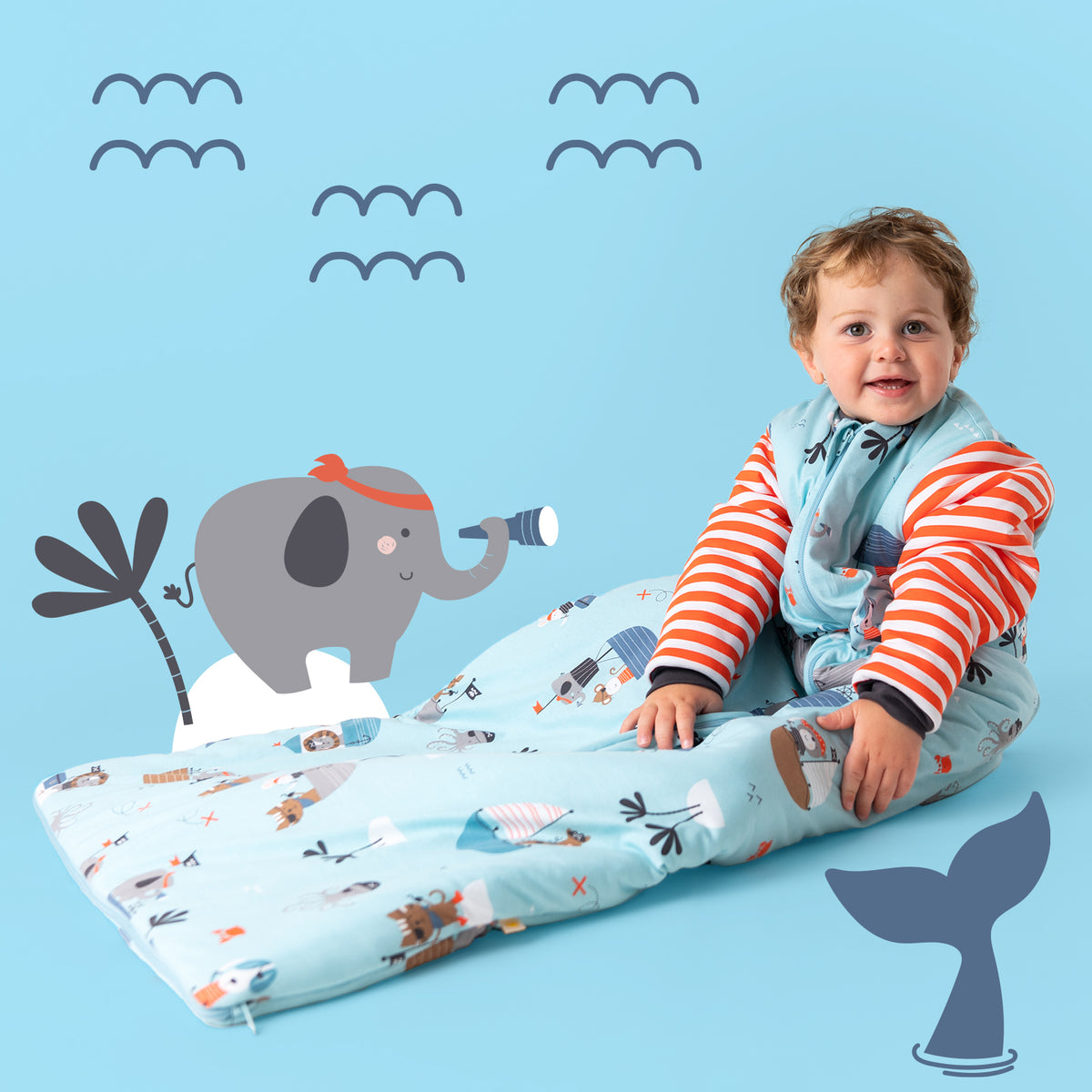 Long Sleeve Baby Sleeping Bag - 3.5 TOG_Pirate_sample image_471