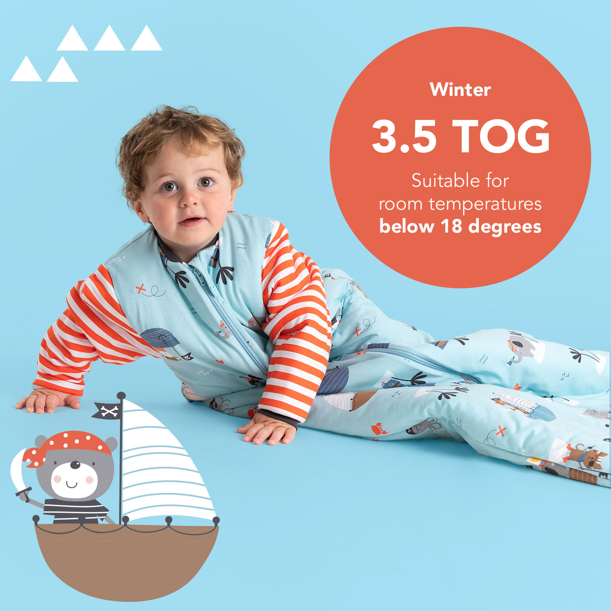 Long Sleeve Baby Sleeping Bag - 3.5 TOG_Pirate_TOG_471