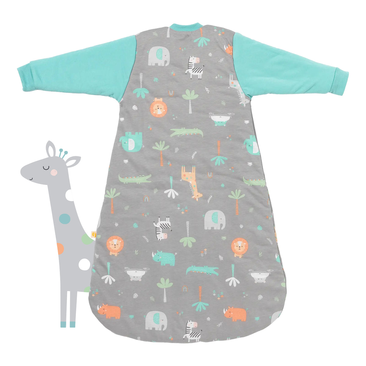 Long Sleeve Baby Sleeping Bag - 3.5 TOG_Safari_back_471