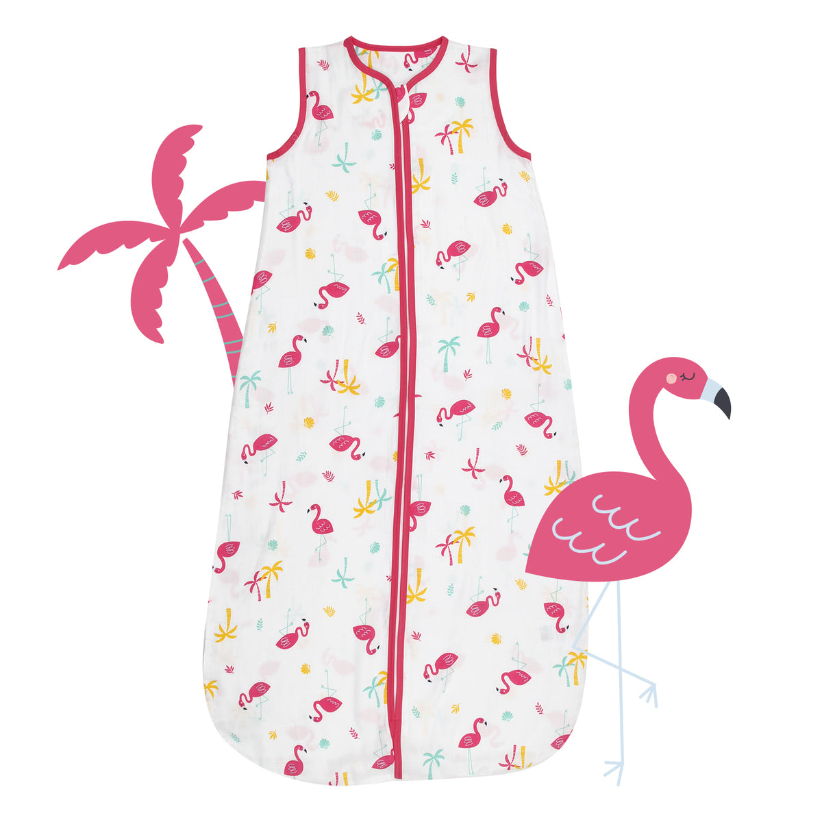 Muslin Baby Sleeping Bag - 0.5 TOG_Flamingo_front_415