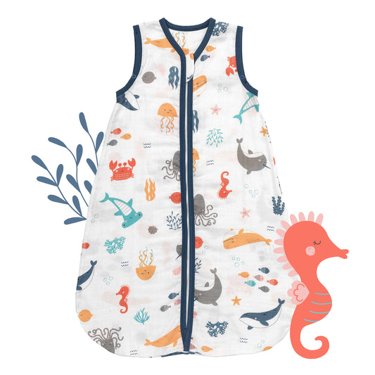 Muslin Baby Sleeping Bag - 0.5 TOG_Under the Sea_front_415