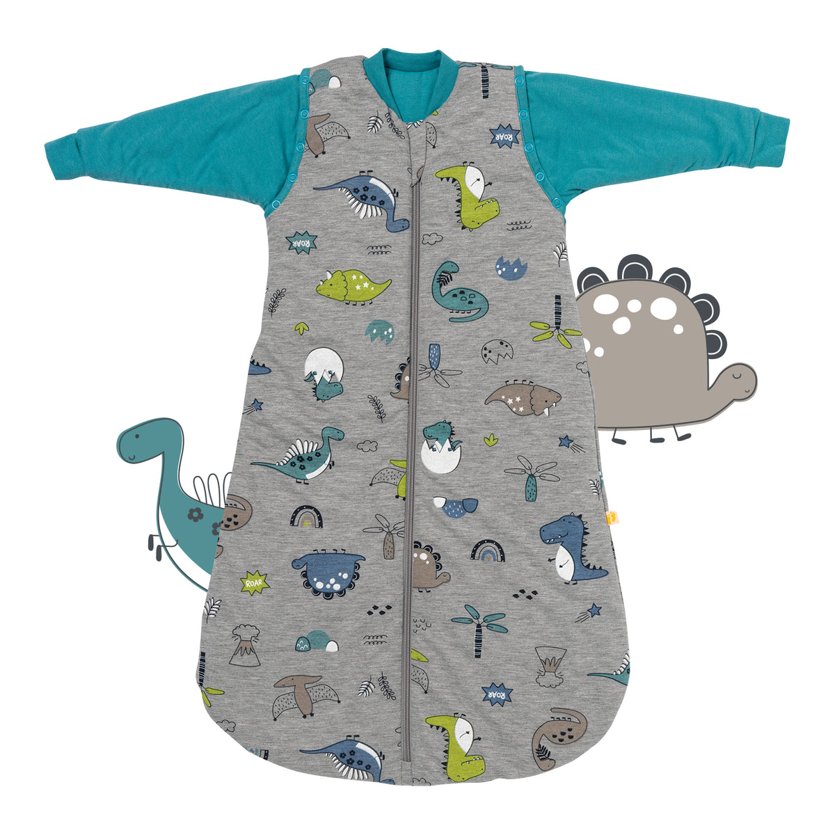 Sleeping Bag with Detachable Sleeves - 2.5 TOG_Dinosaur_front_465