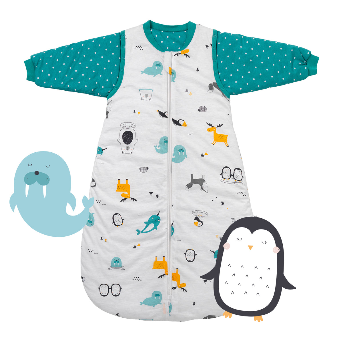 Organic Sleeping Bag with Detachable Sleeves - 2.5 TOG_Polar Pals_front_466