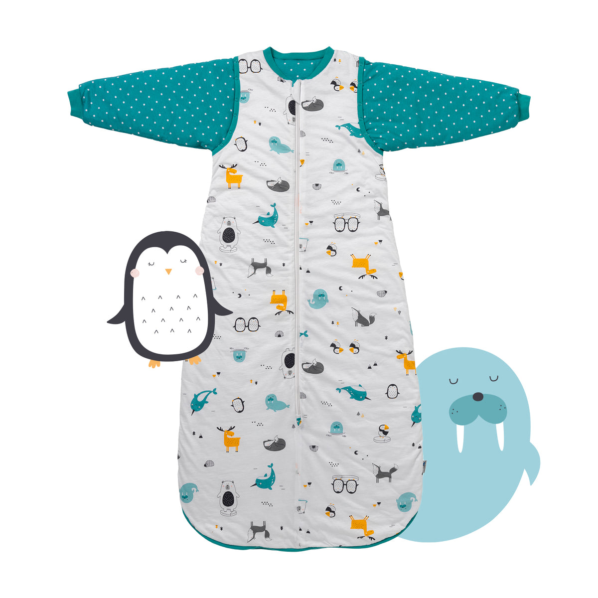 Organic Sleeping Bag with Detachable Sleeves - 2.5 TOG_Polar Pals_front_466