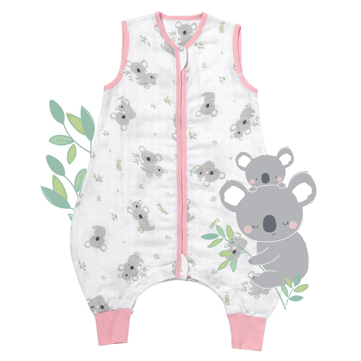 Muslin Sleeping Bag with Feet - 0.5 TOG_Koala_front_412