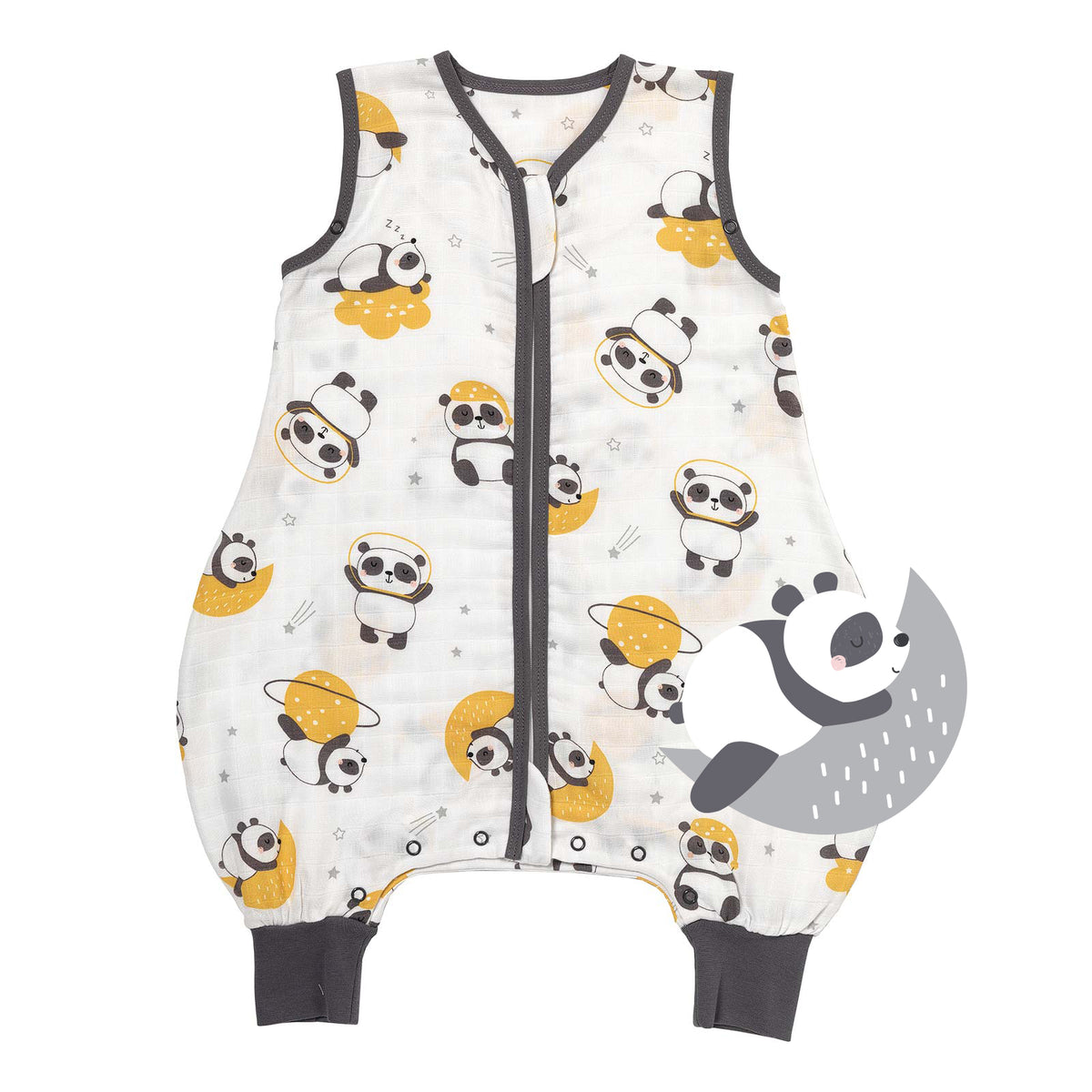 Muslin Sleeping Bag with Feet - 0.5 TOG_Panda_front_412