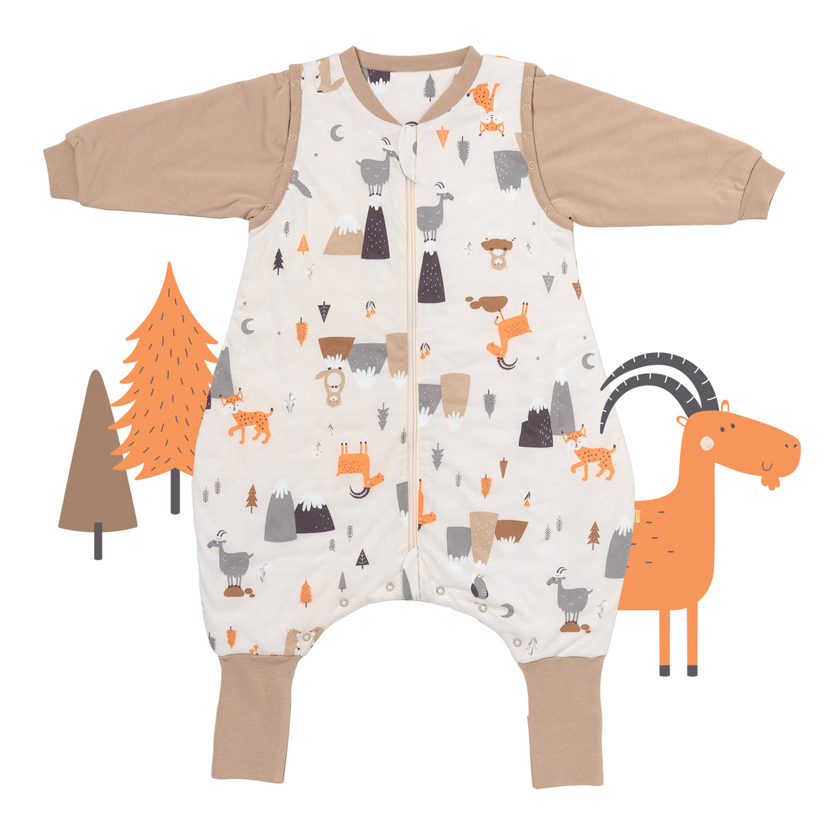 Sleeping Bag with Feet Foldable Feet Covers & Sleeves - 1.0 TOG_Mountain Animals_front_1182