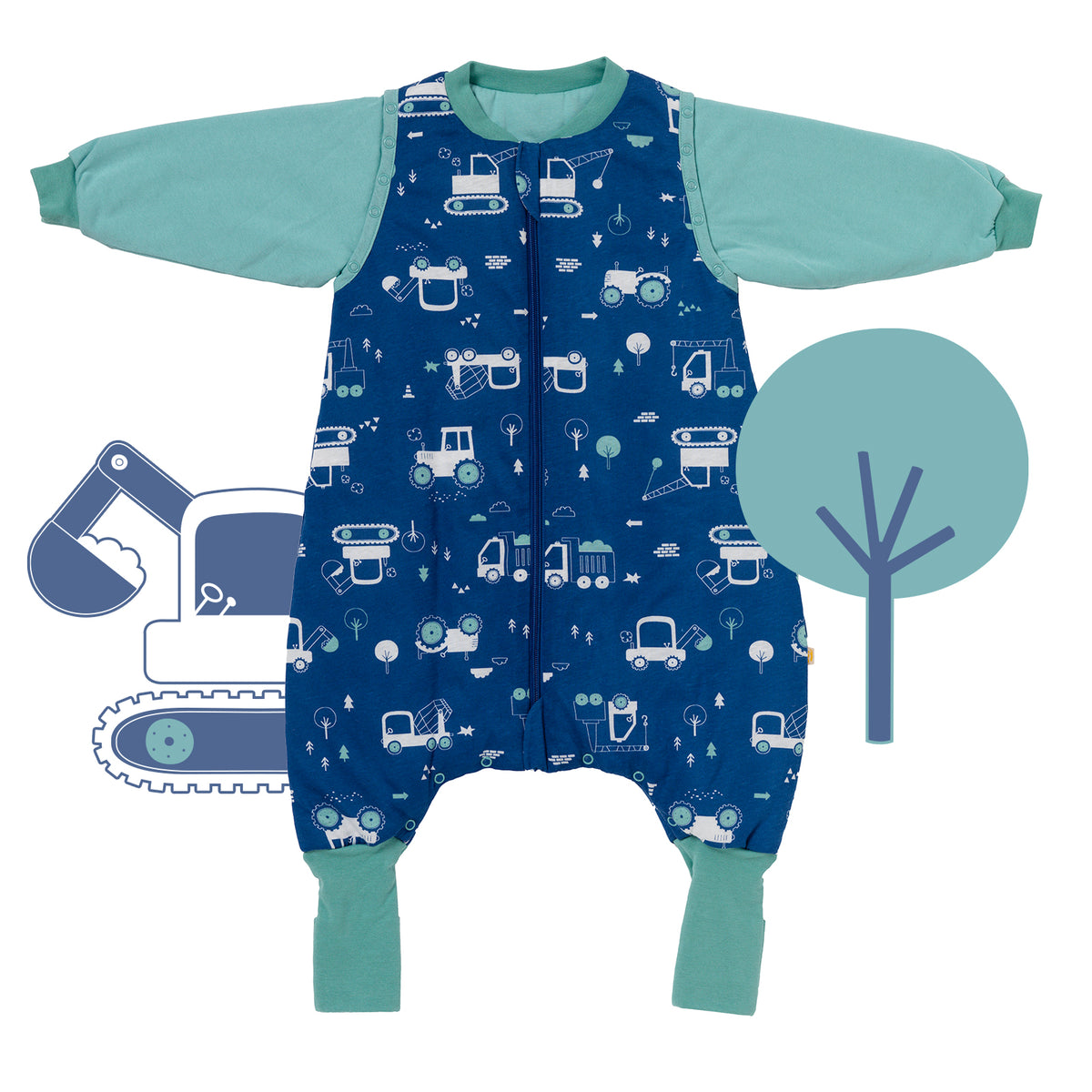 Sleeping Bag with Feet & Foldable Feet Covers - 3.5 TOG_Digger_front_468