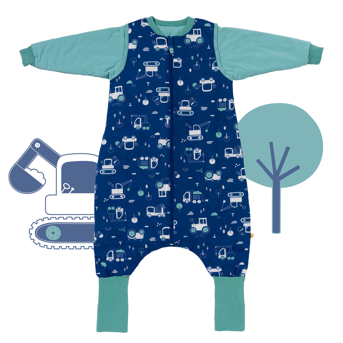Sleeping Bag with Feet & Foldable Feet Covers - 3.5 TOG_Digger_front_468