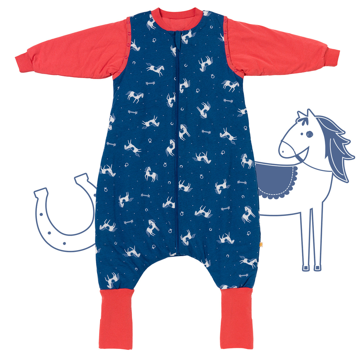 Sleeping Bag with Feet & Foldable Feet Covers - 3.5 TOG_Horses_front_468