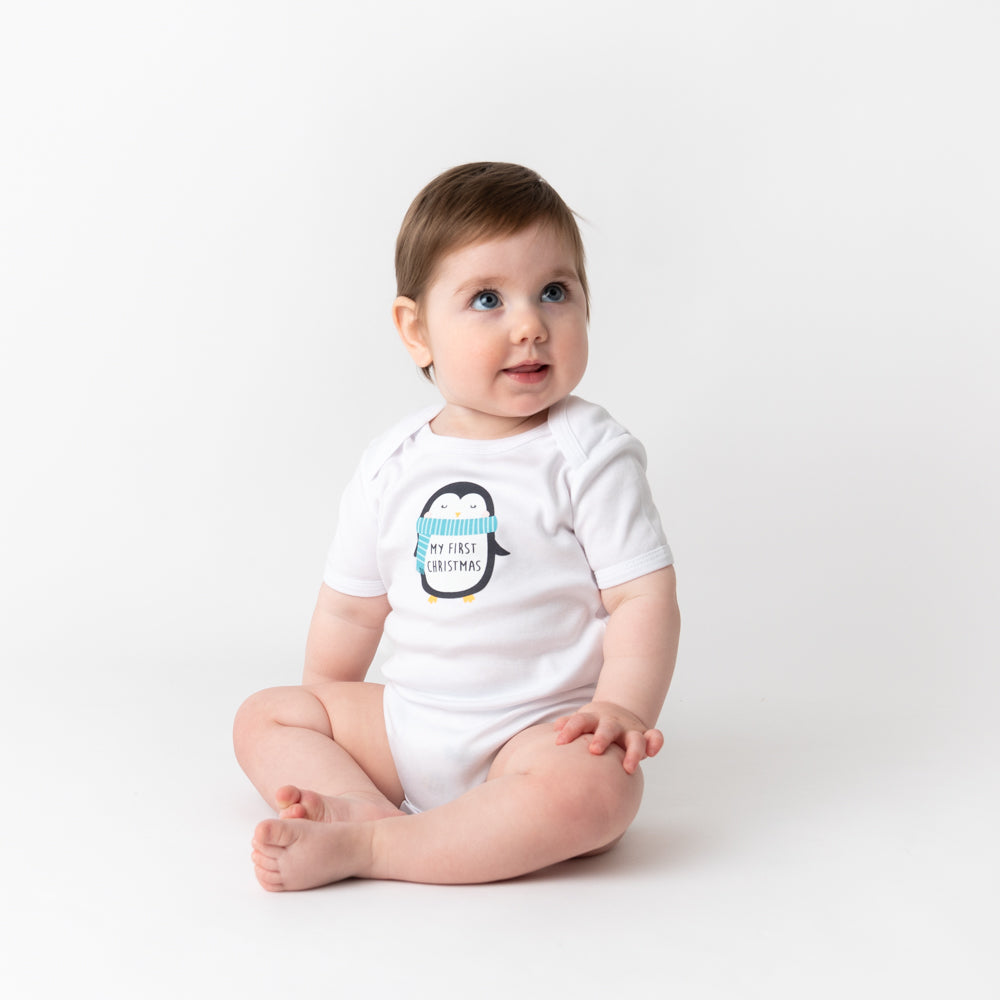 100% Organic Short Sleeve Baby Body slogan_My First Christmas_3_431