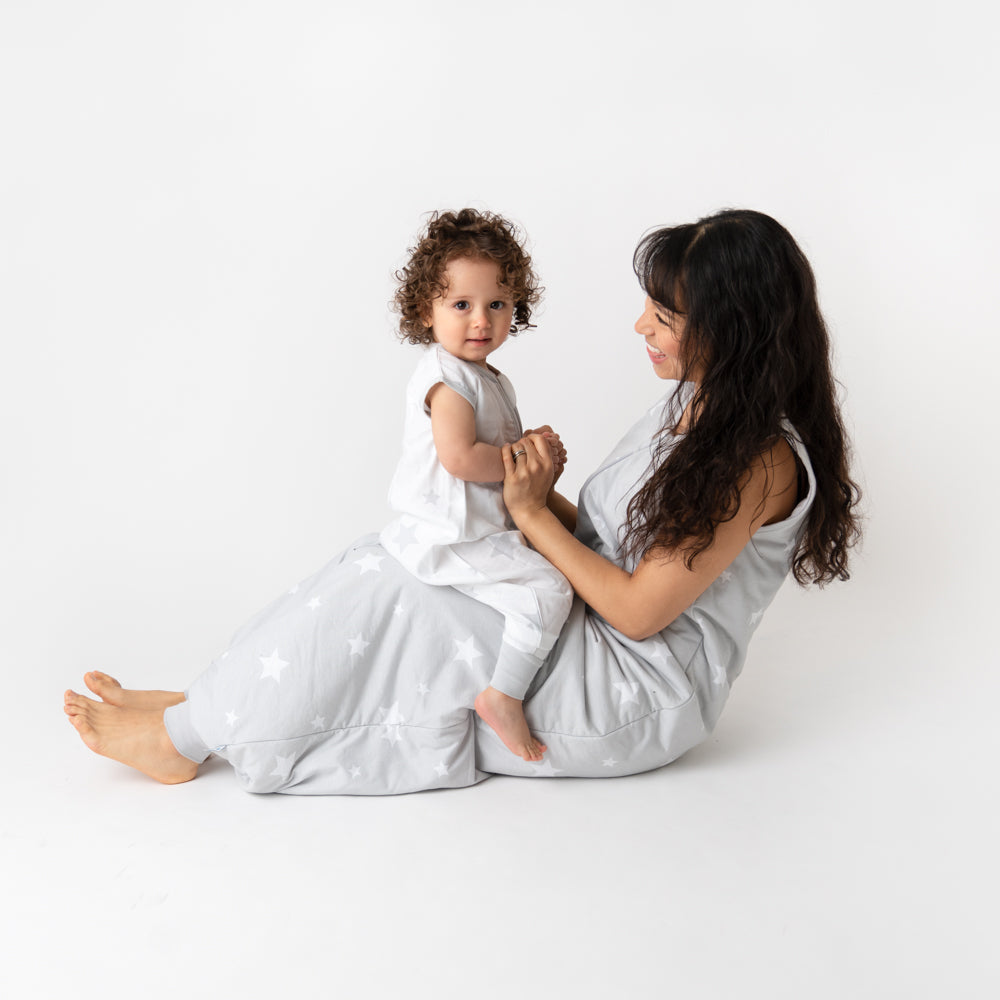 Muslin Sleeping Bag with Feet - 0.5 TOG_Grey Stars_size chart_412