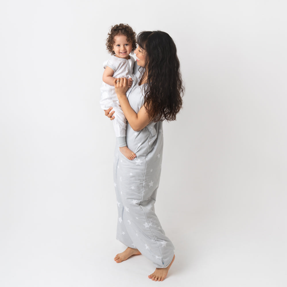 Muslin Sleeping Bag with Feet - 0.5 TOG_Grey Stars_9_412