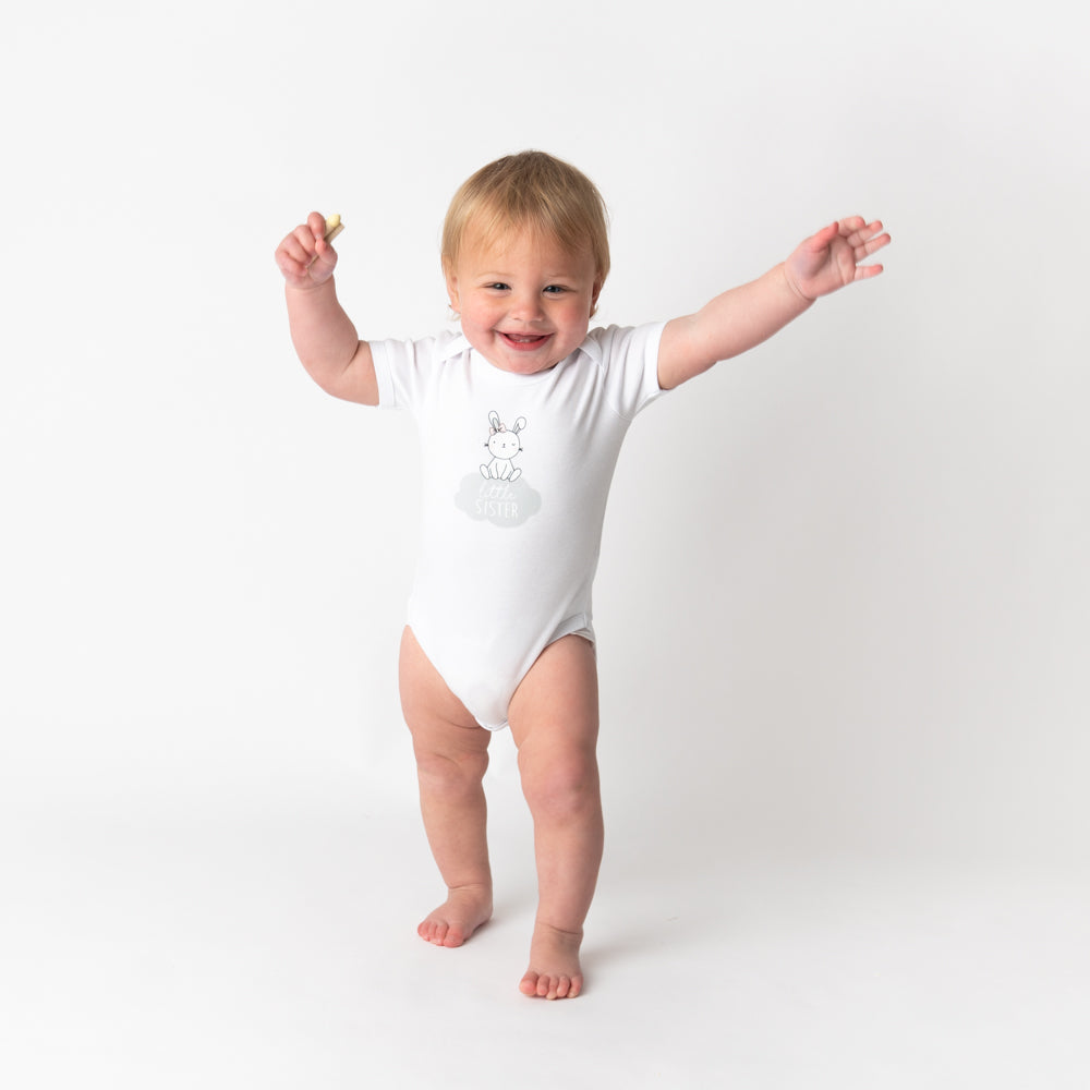 100% Organic Short Sleeve Baby Body slogan_Little Sister_3_431