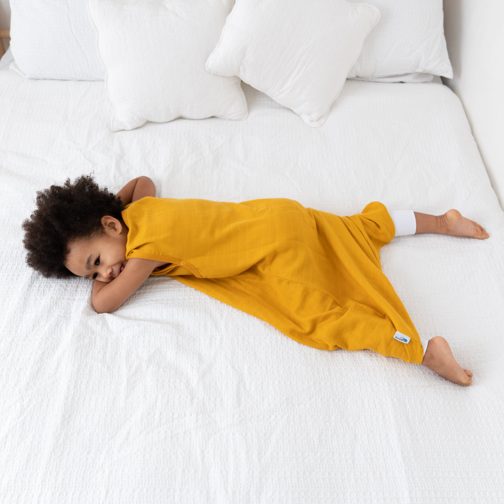Muslin Sleeping Bag with Feet - 0.5 Tog_Mustard_4_422