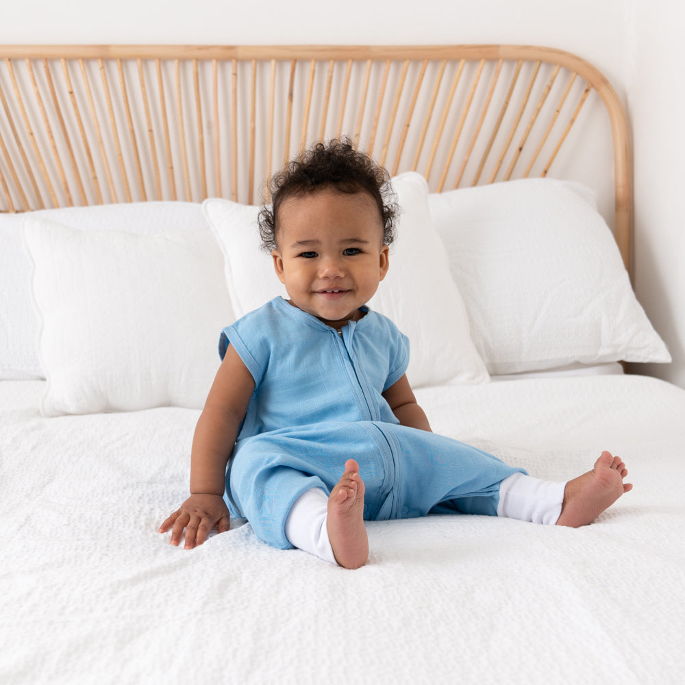 Muslin Sleeping Bag with Feet - 0.5 Tog_Blue_3_422