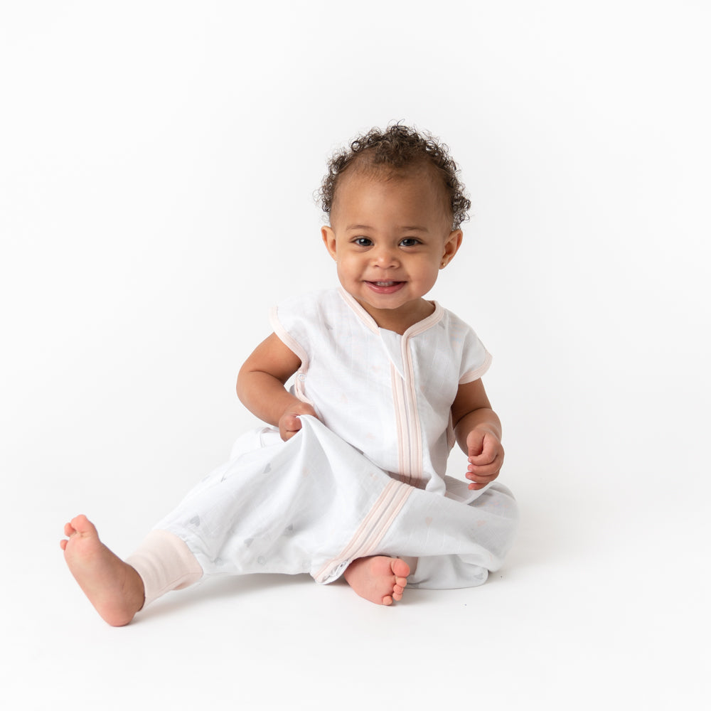 Muslin Sleeping Bag with Feet - 0.5 TOG_Hearts_TOG_412