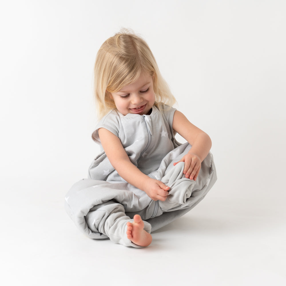 Sleeping Bag with Feet & Foldable Feet Covers - 1.0 TOG_Grey Stars_USP_418