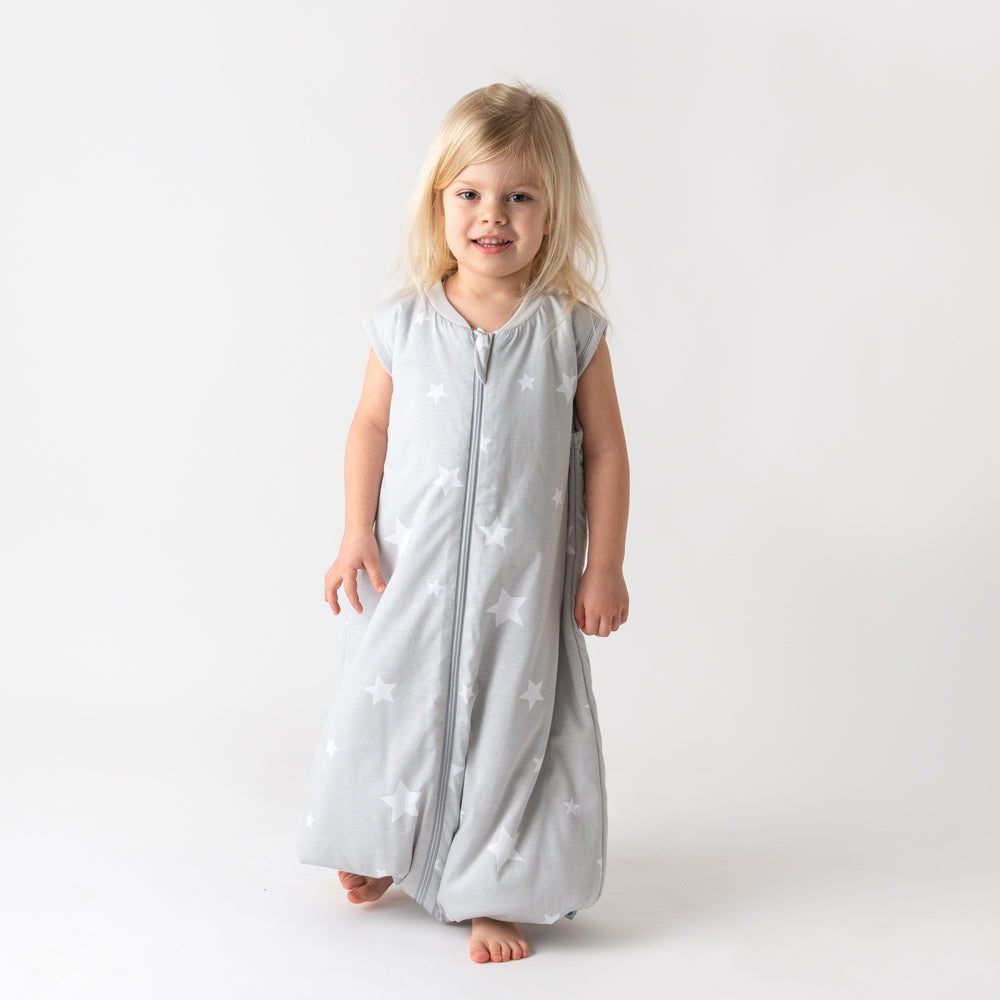 Sleeping Bag with Feet & Foldable Feet Covers - 1.0 TOG_Grey Stars_back_418