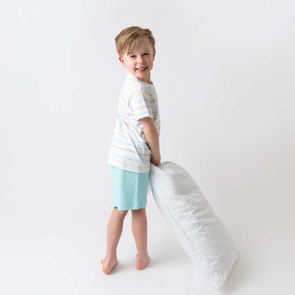Organic Short Children's Pyjamas_Rainbow Stripes_trousers_445