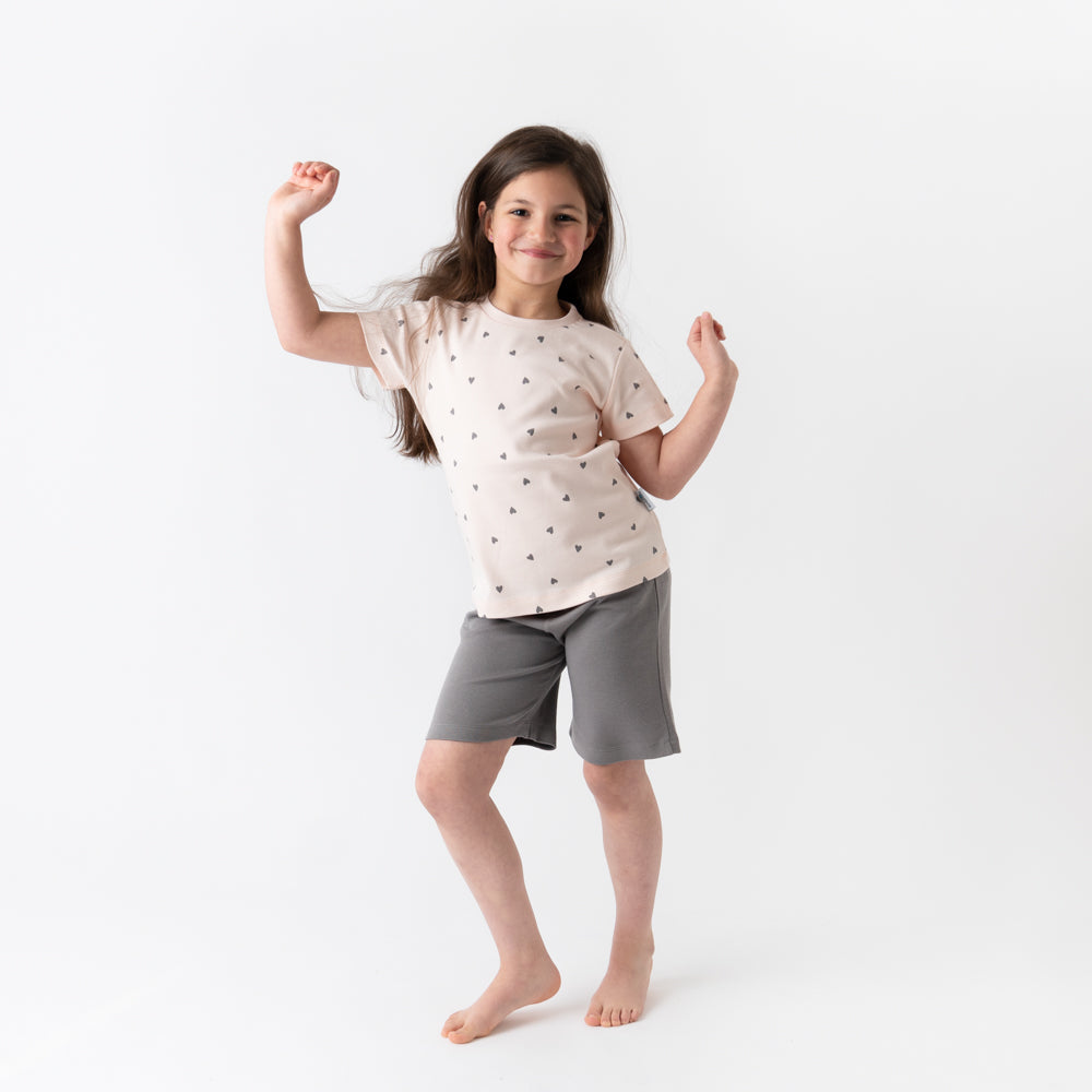 Organic Short Children's Pyjamas_Hearts_trousers_445