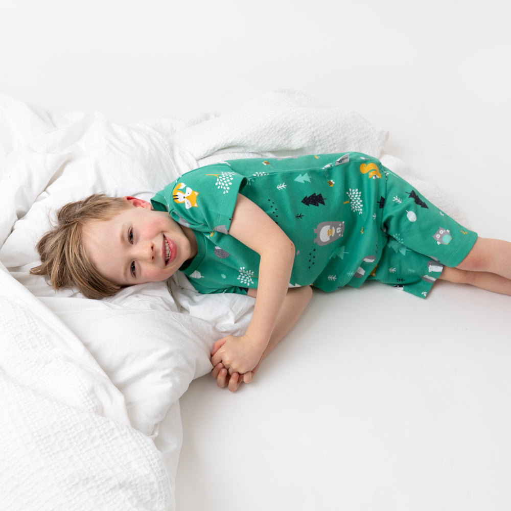 Organic Short Children's Pyjamas_Woodland Animals_trousers_445