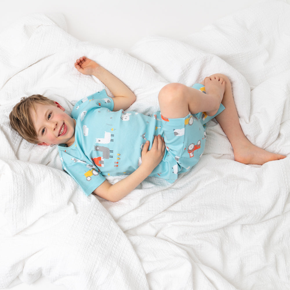 Organic Short Children's Pyjamas_Farmyard_trousers_445